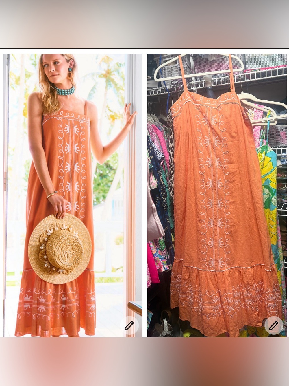 Lilly Pulitzer Rozalie maxi papaya Orange Embroidered Spaghetti-Strap Maxi Dress